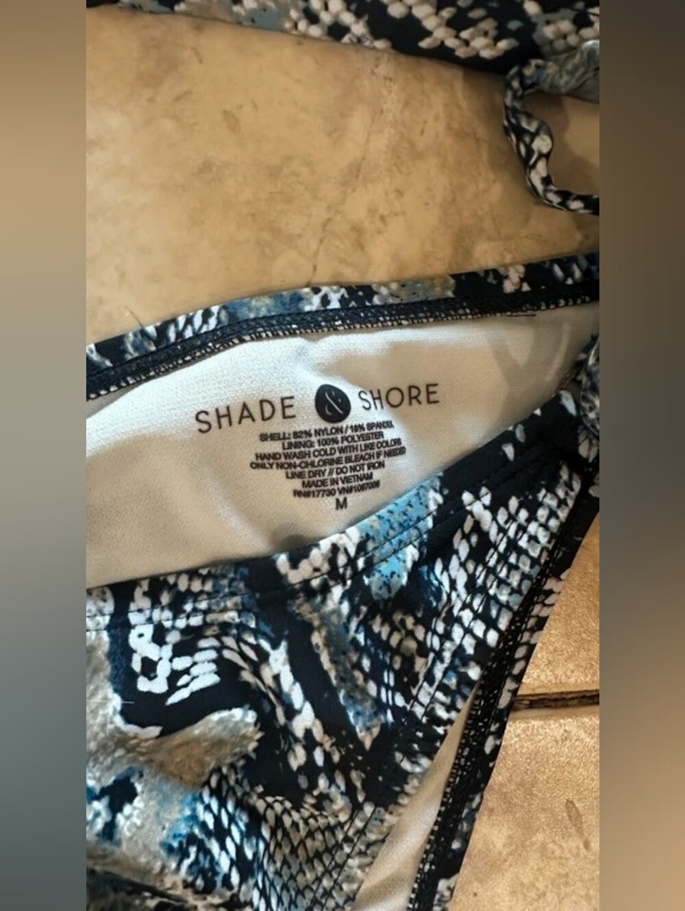 Shade & Shore Blue and Black Snake-Print Tie-Side Bikini - Picture 3 of 3